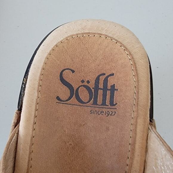 Sofft Leather Clog Wide Mule Camel Color Womans Size 8.5 Slip On - Picture 5 of 12